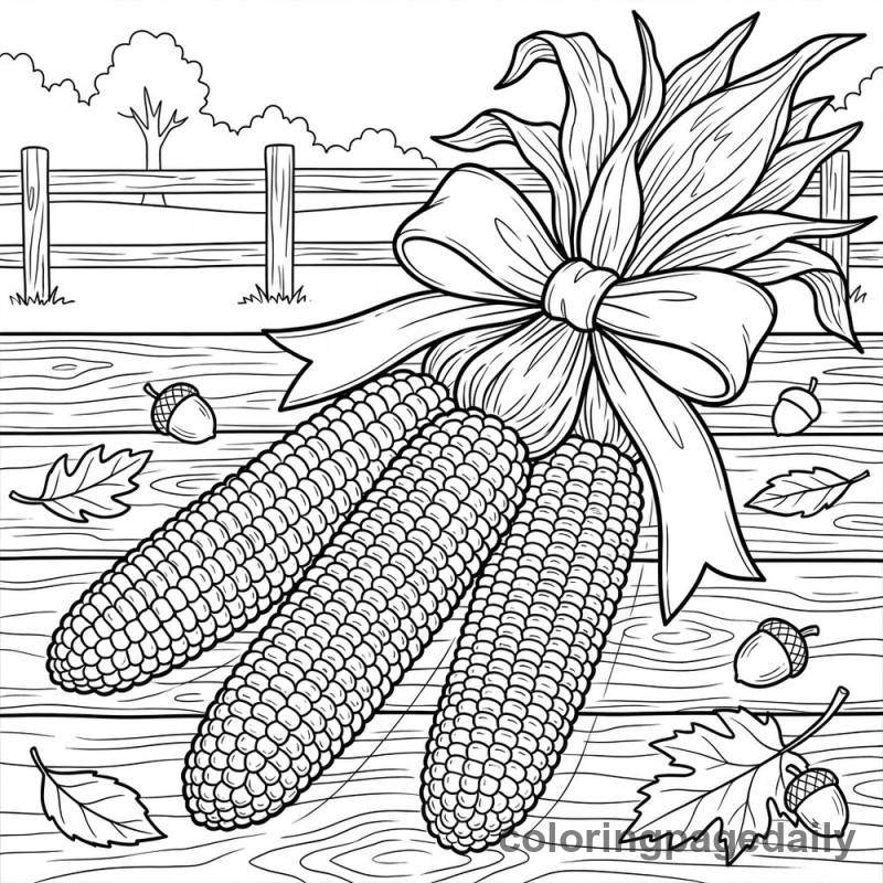 Harvest Indian Corn - Daily printable coloring page in Thanksgiving category