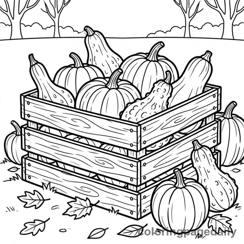 Harvest Vegetable Crate - Daily printable coloring page in Thanksgiving category