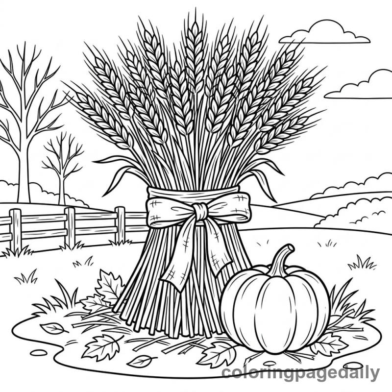 Harvest Wheat Bundle - Daily printable coloring page in Thanksgiving category