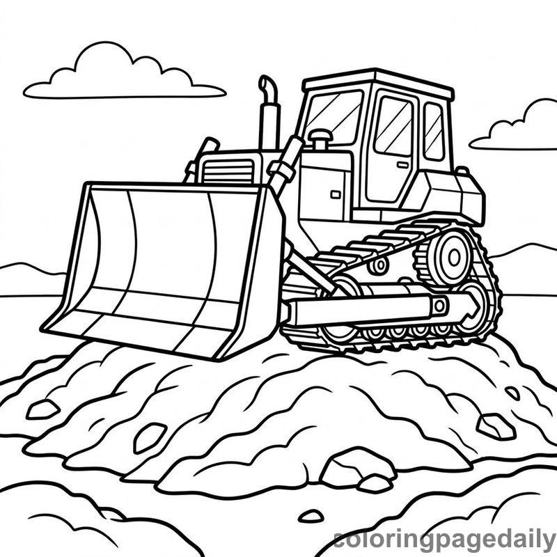 Heavy Duty Construction Bulldozer - Daily printable coloring page in Vehicle category