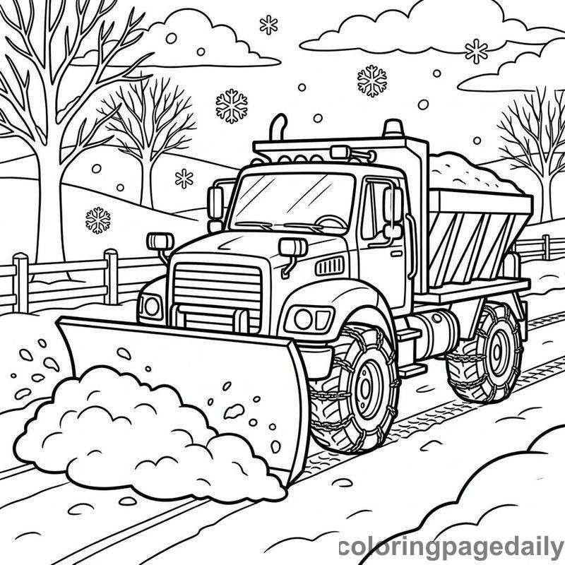 Heavy Duty Snowplow Truck - Daily printable coloring page in Vehicle category