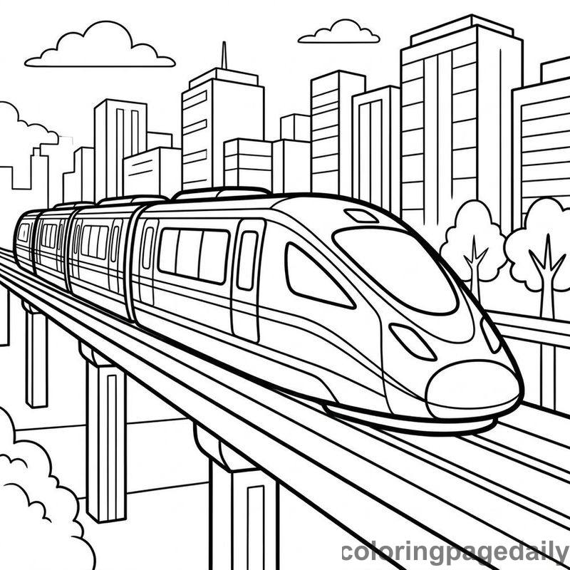 High-Speed Maglev Train - Daily printable coloring page in Vehicle category