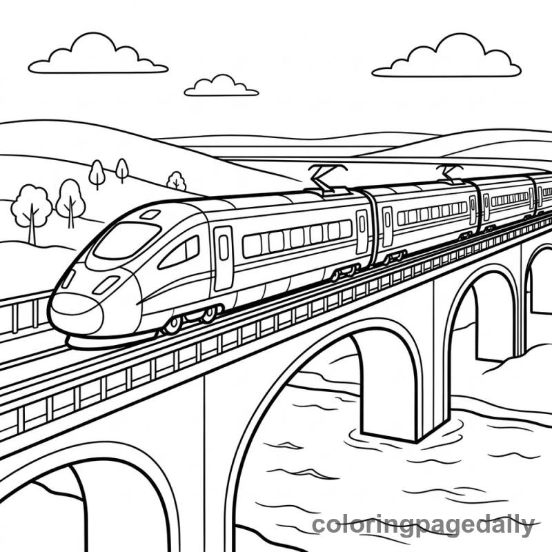 High-Speed Train Zooming - Daily printable coloring page in Vehicle category
