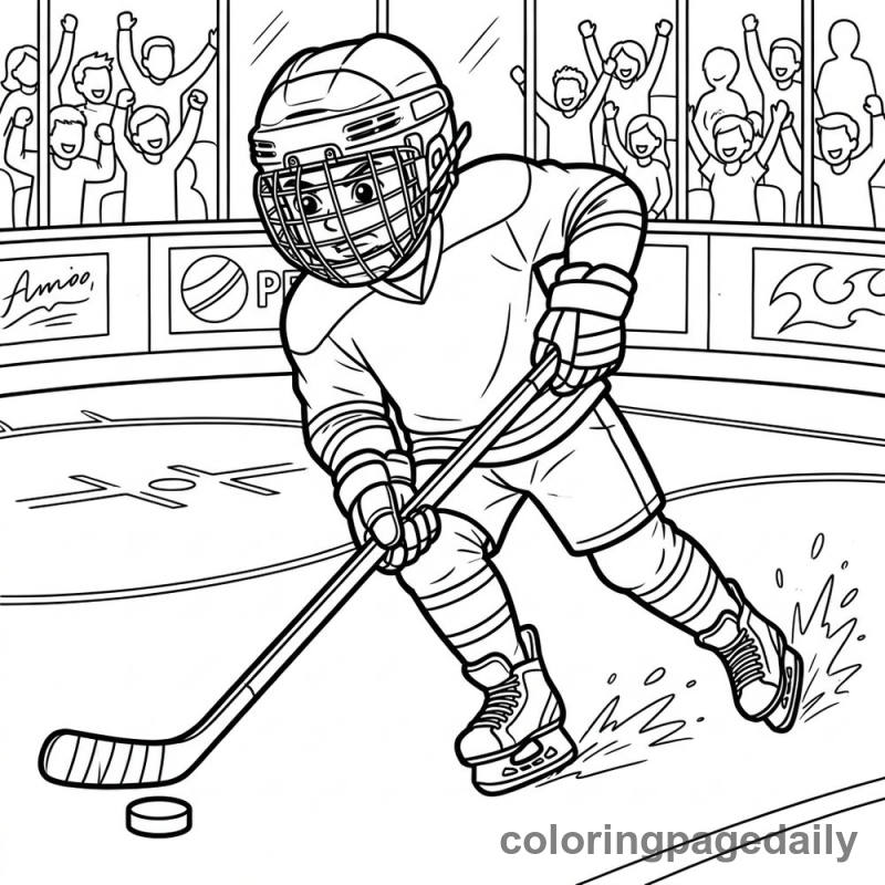 Hockey Player Skating - Daily printable coloring page in Sports category