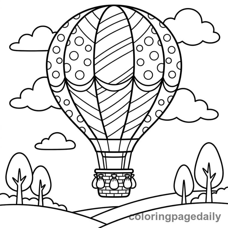 Hot Air Balloon Ride - Daily printable coloring page in Vehicle category