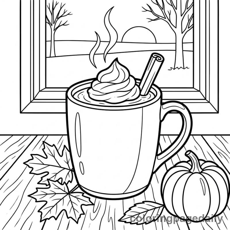 Hot Pumpkin Spice Drink - Daily printable coloring page in Thanksgiving category