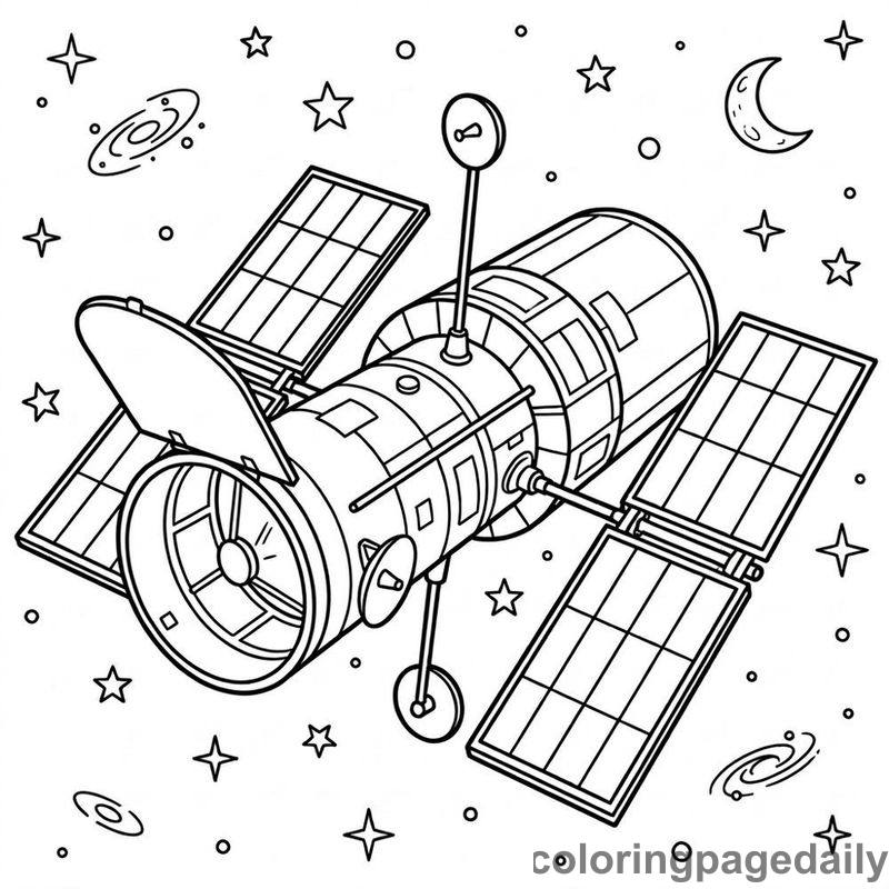 Hubble Space Telescope - Daily printable coloring page in Space category