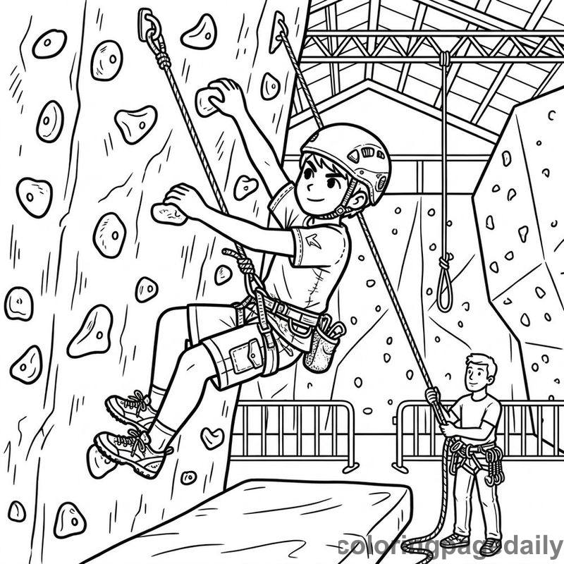 Indoor Speed Rock Climbing - Daily printable coloring page in Sports category