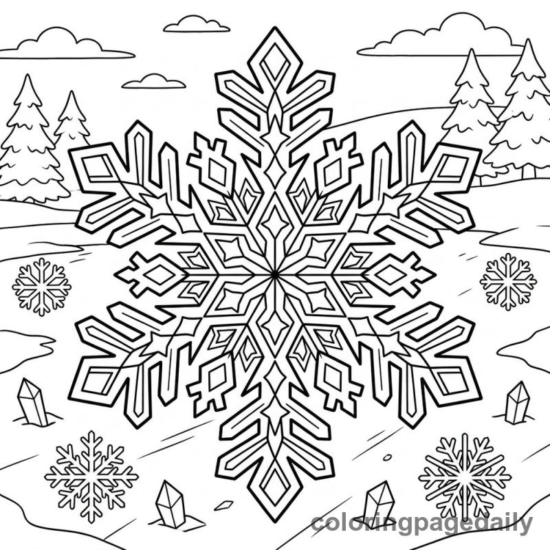 Intricate Snowflake Pattern - Daily printable coloring page in Winter and Snow Season category