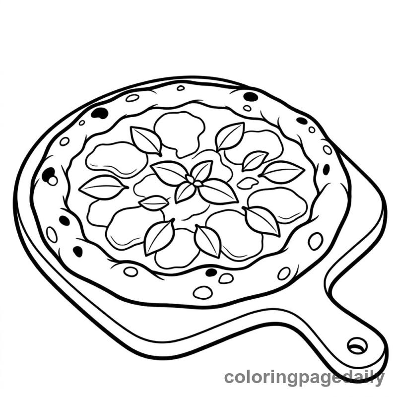 Italian Margherita Pizza - Daily printable coloring page in Food category