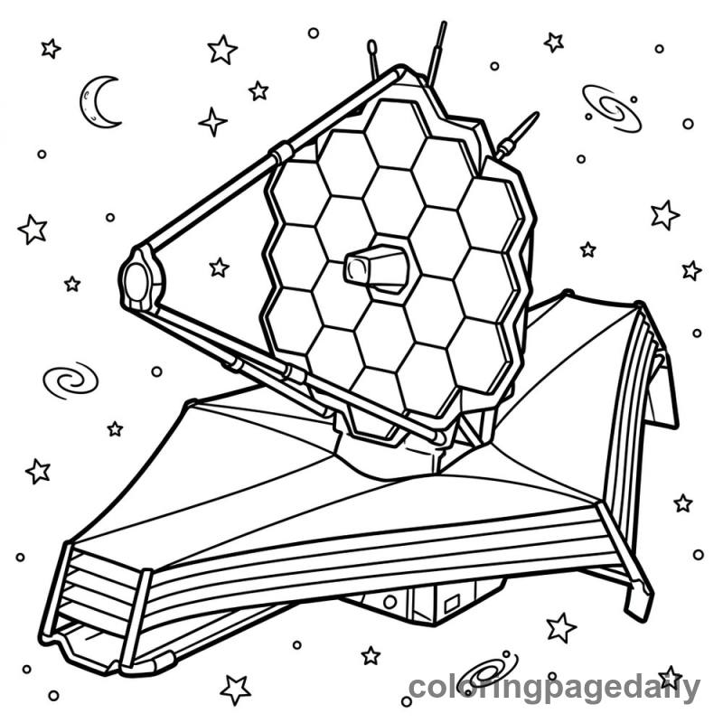 James Webb Space Telescope - Daily printable coloring page in Space category