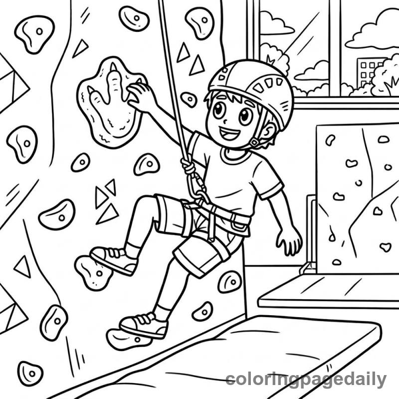 Kid Rock Climbing - Daily printable coloring page in Sports category