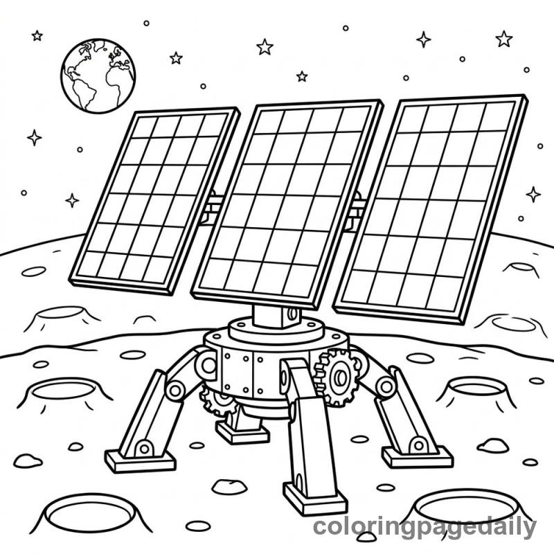 Lunar Solar Panel Power Array - Daily printable coloring page in Space category