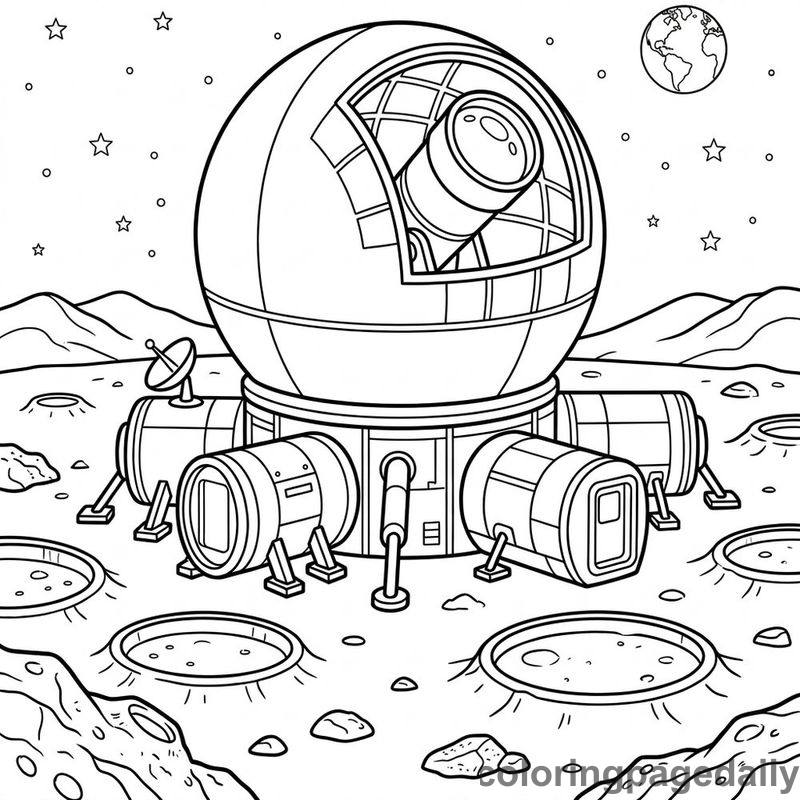 Lunar Space Observatory - Daily printable coloring page in Space category