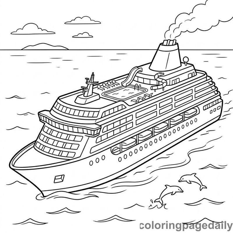 Luxury Cruise Ship - Daily printable coloring page in Vehicle category