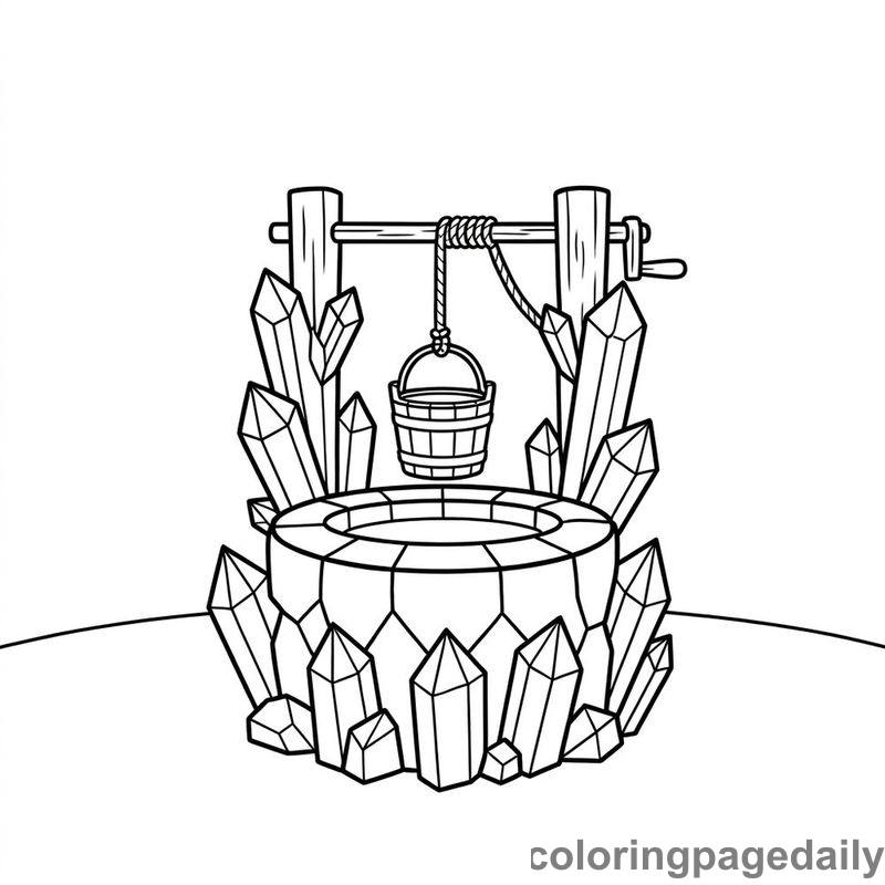 Magical Crystal Wishing Well - Daily printable coloring page in Scenery category