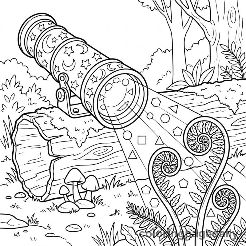 Magical Forest Kaleidoscope - Daily printable coloring page in Scenery category