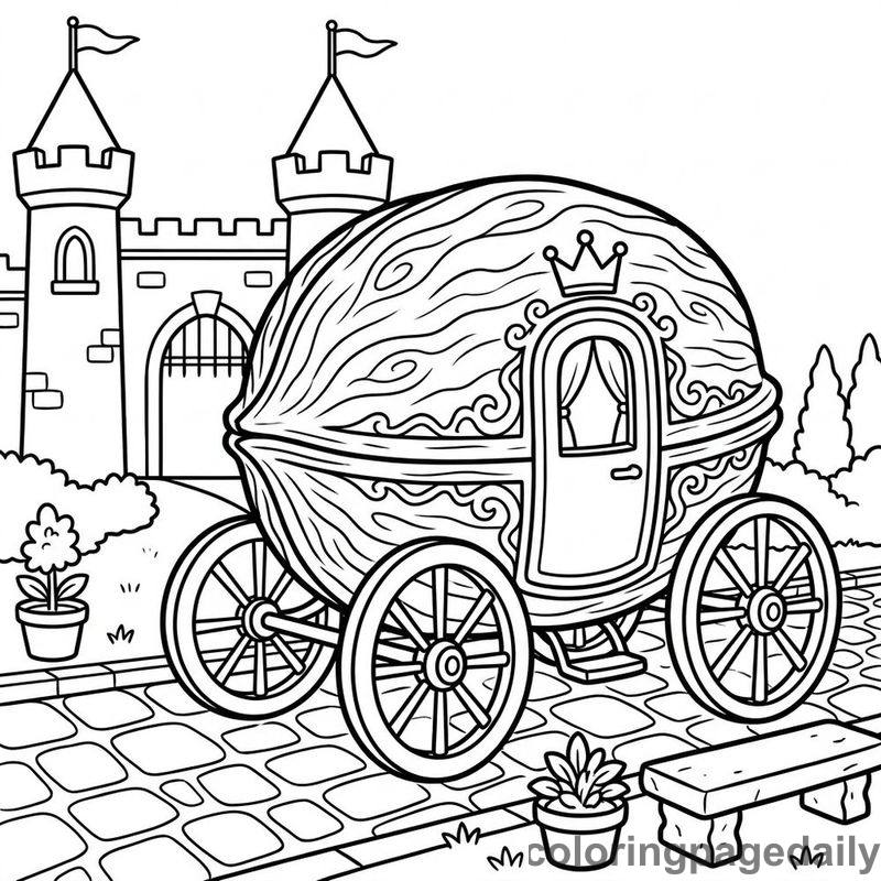 The Princess's Secret Nutwood Coach - story illustration coloring page