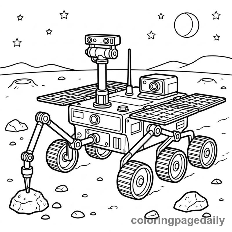 Rusty’s Big Red Planet Adventure - story illustration coloring page