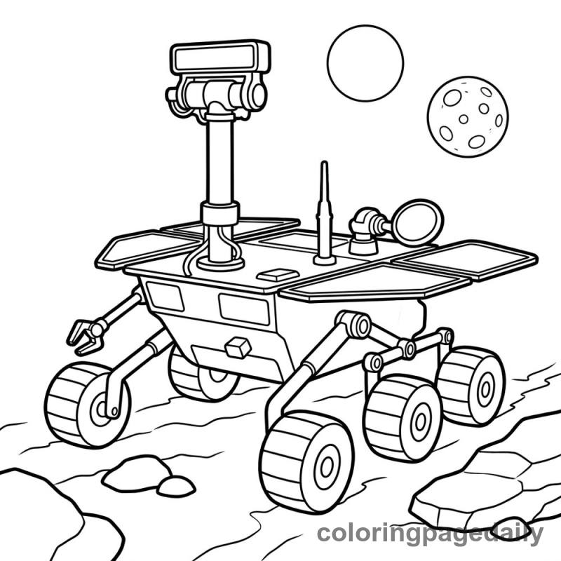 Mars Rover Exploration - Daily printable coloring page in Space category