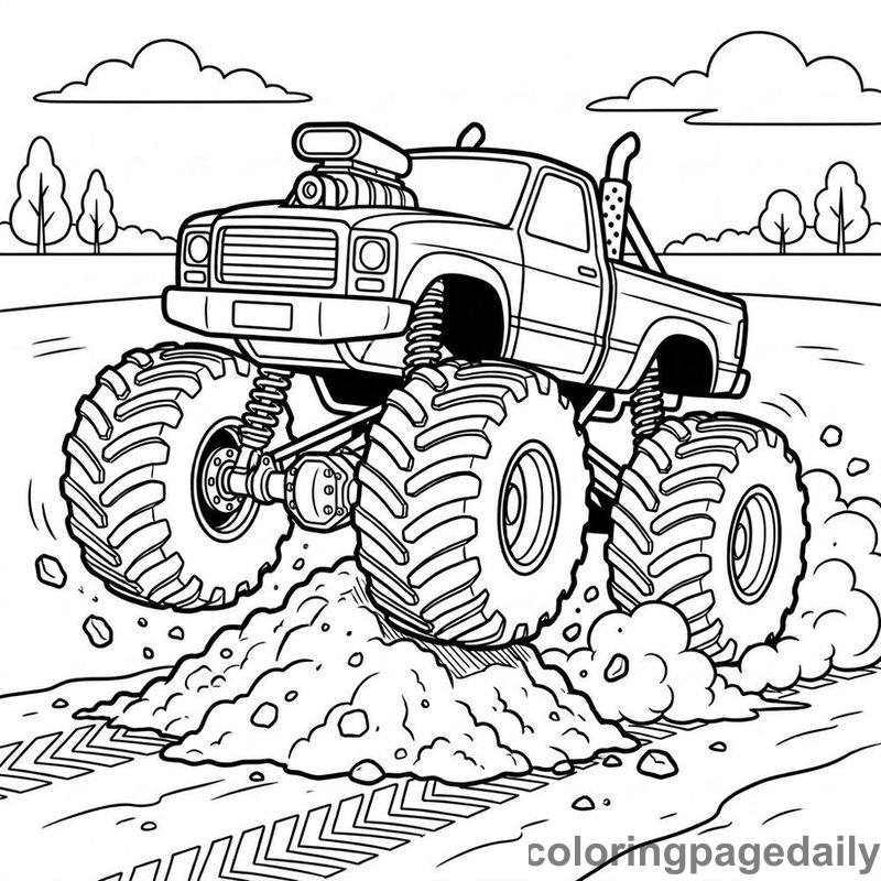 Monster Truck Crush - Daily printable coloring page in Vehicle category