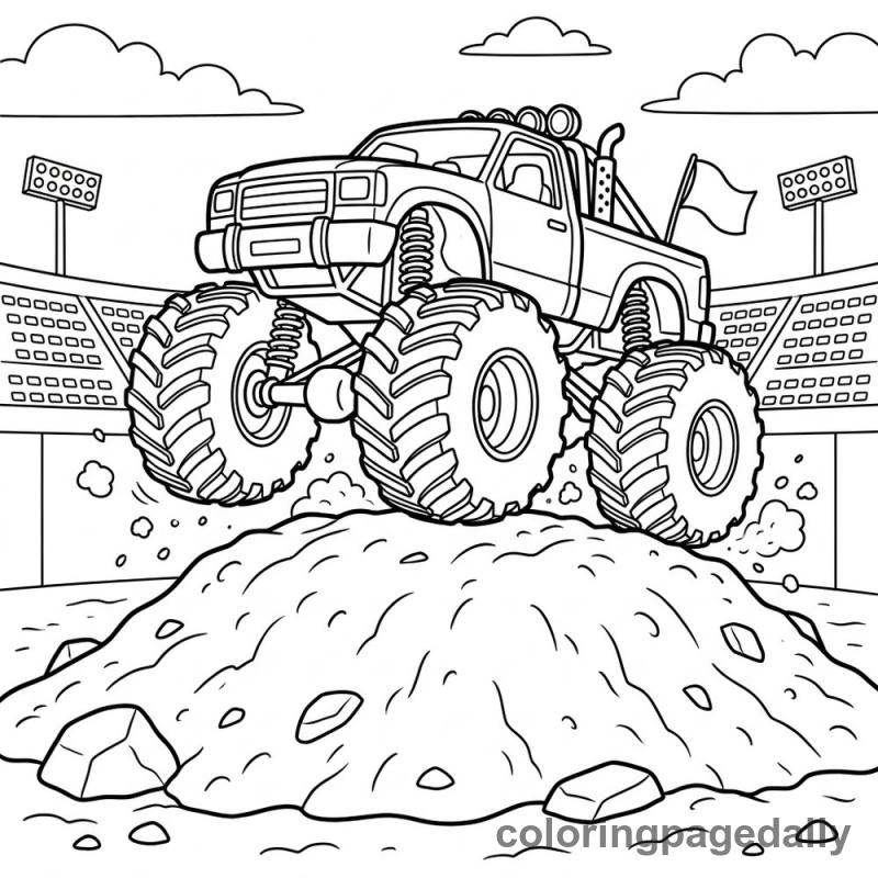 Monster Truck Dirt Crush - Daily printable coloring page in Vehicle category