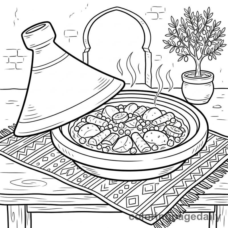Moroccan Tagine Stew - Daily printable coloring page in Food category