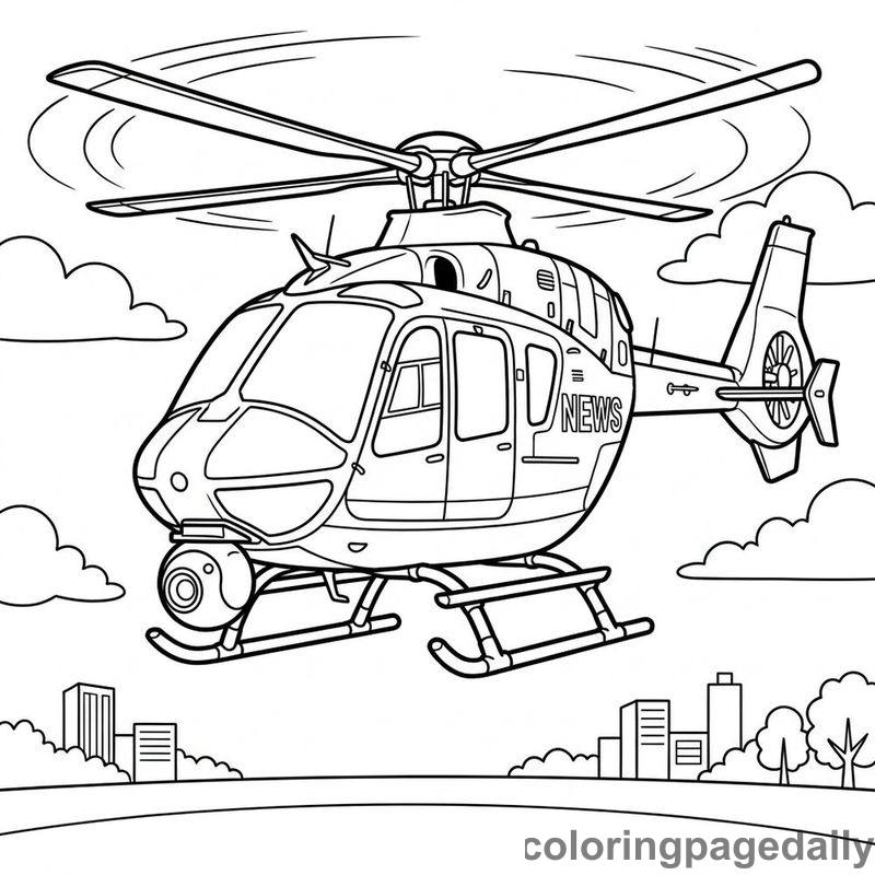News Helicopter Hovering - Daily printable coloring page in Vehicle category
