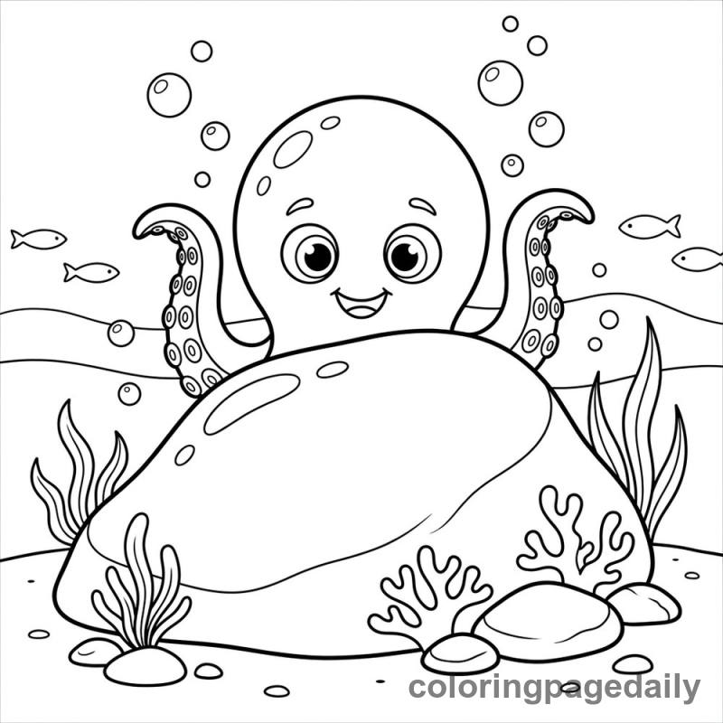 Peek-a-Boo Kraken - Daily printable coloring page in Mythical Creature category