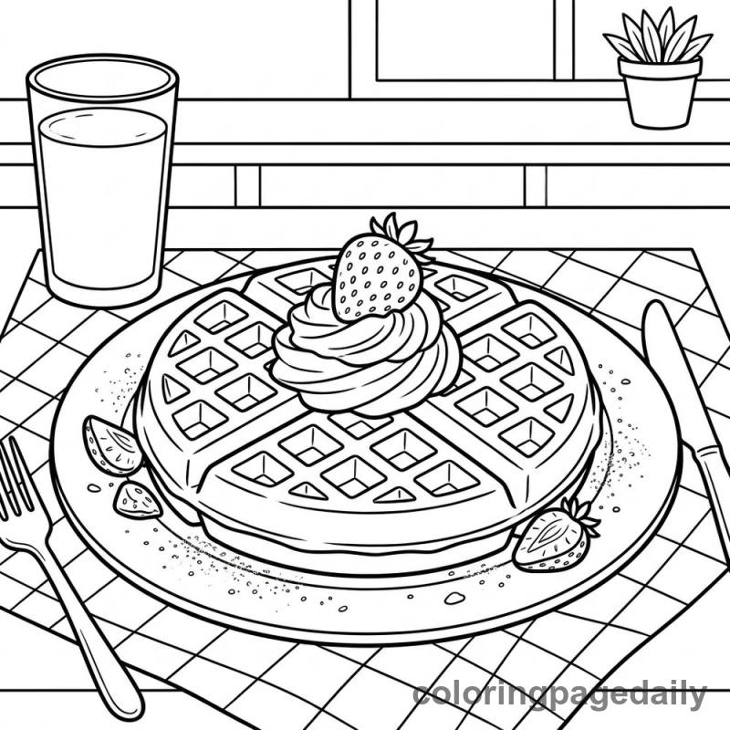 Perfect Belgian Waffle Treat - Daily printable coloring page in Food category