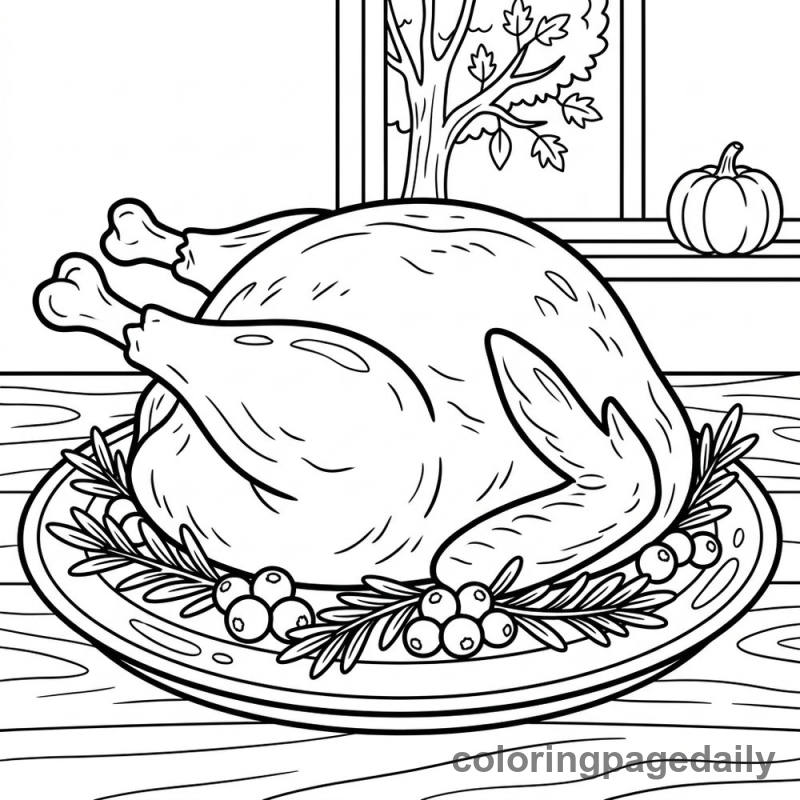 Perfect Thanksgiving Turkey Dinner - Daily printable coloring page in Thanksgiving category