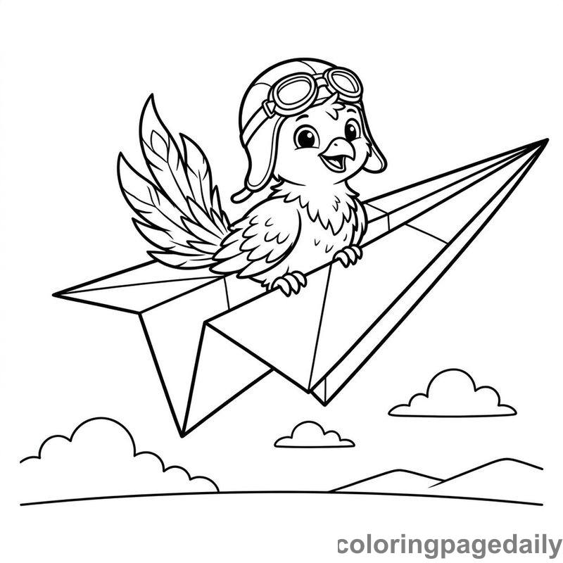 Phoenix Chick Paper Airplane - Daily printable coloring page in Mythical Creature category