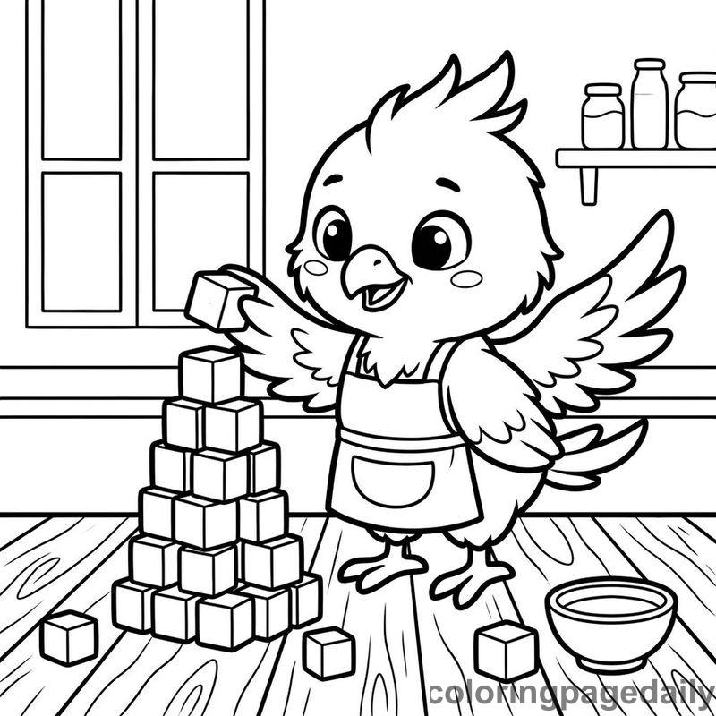Phoenix Chick Stacking Sugar Cubes - Daily printable coloring page in Mythical Creature category