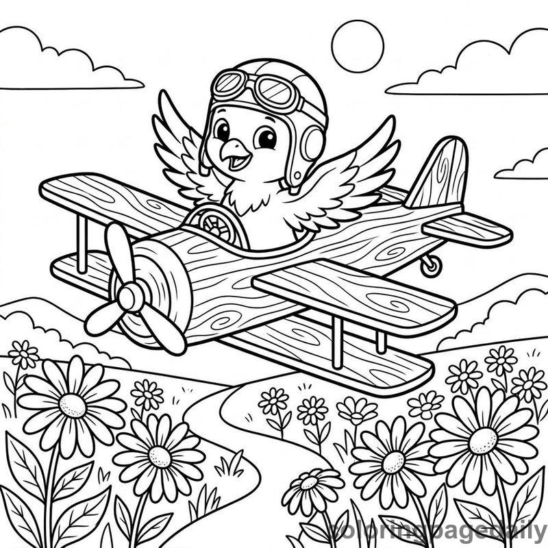Phoenix Chick Toy Glider - Daily printable coloring page in Mythical Creature category