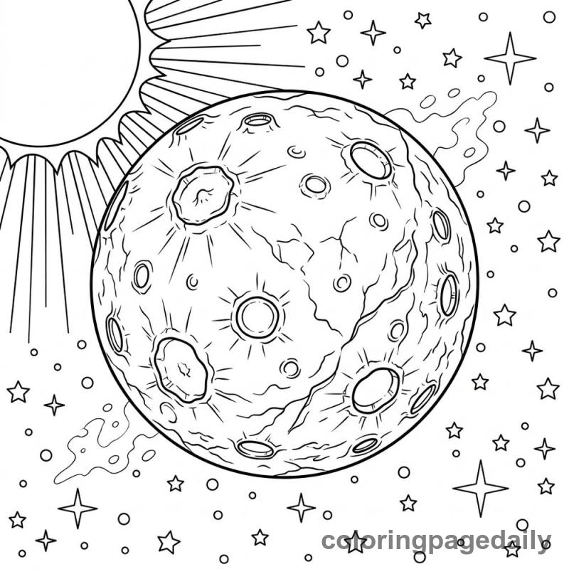 Planet Mercury in Space - Daily printable coloring page in Space category