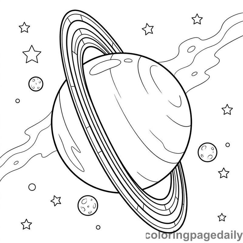 Planet Uranus In Space - Daily printable coloring page in Space category