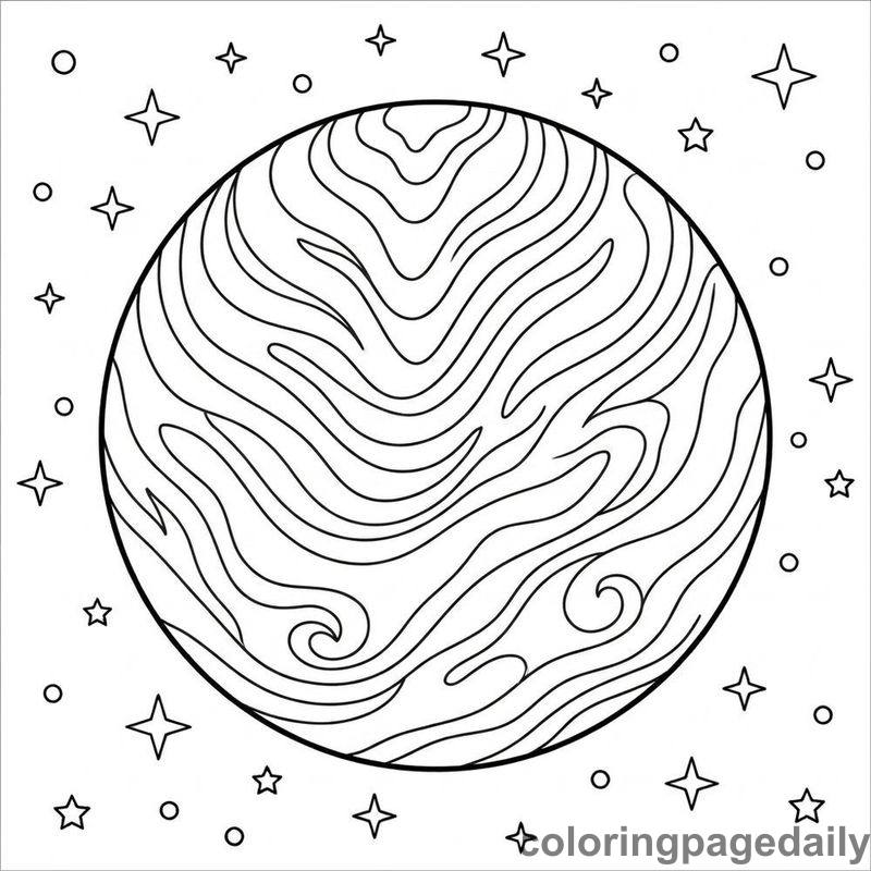 Planet Venus In Space - Daily printable coloring page in Space category