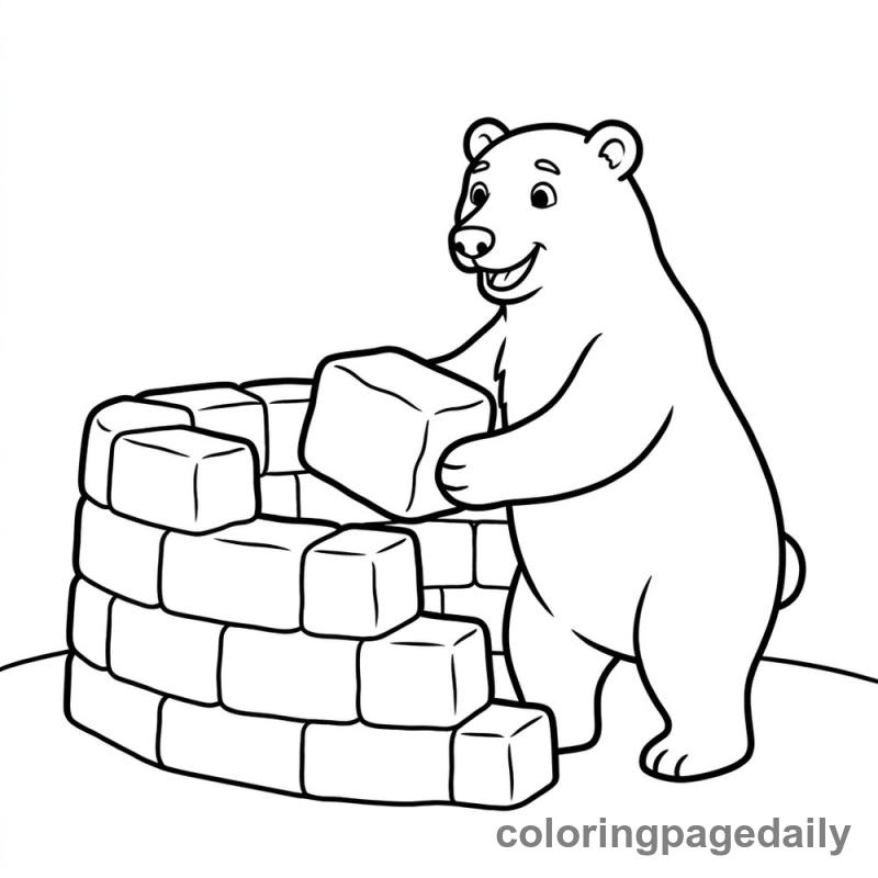 Polar Bear's Snow Fort - Daily printable coloring page in Winter and Snow Season category