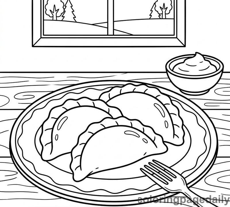 Polish Pierogi Plate - Daily printable coloring page in Food category