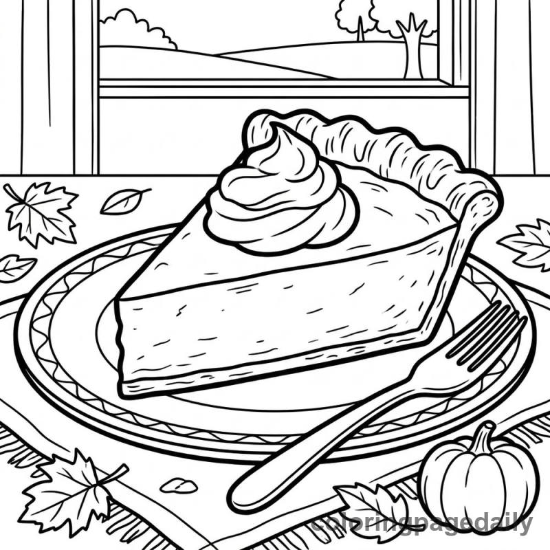 Pumpkin Pie Slice - Daily printable coloring page in Thanksgiving category