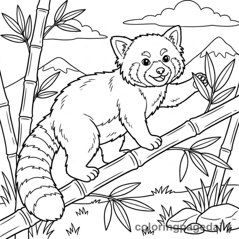 Bamboo Balancing Act - Daily printable coloring page in Animals category
