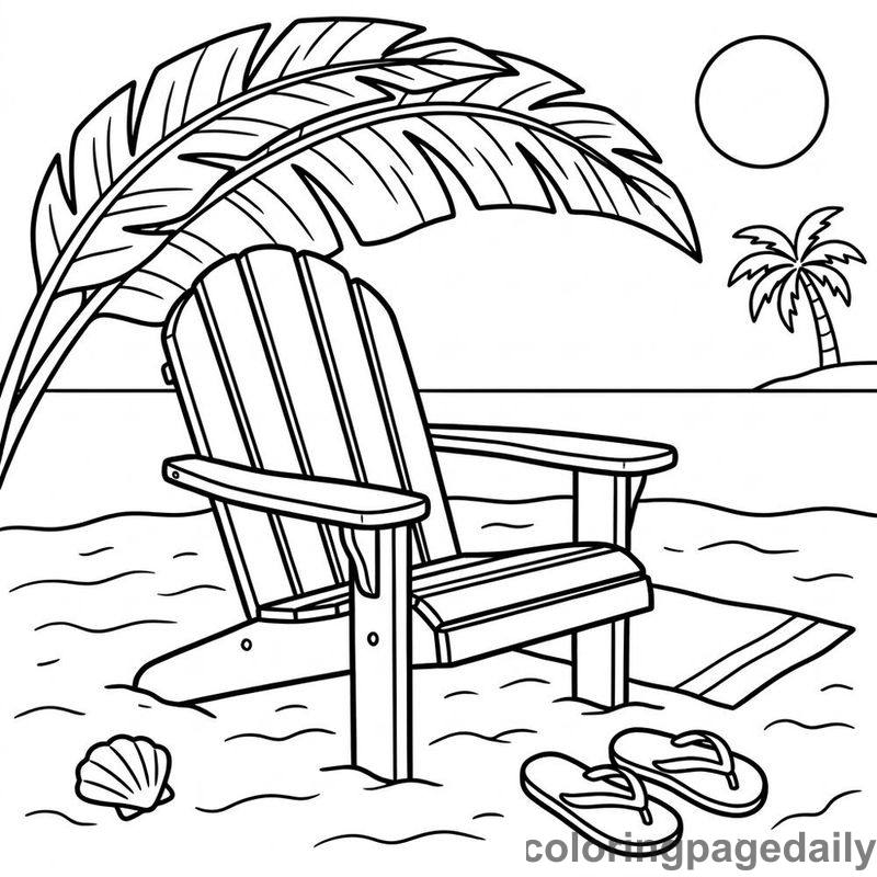 Relaxing Palm Leaf Shade - Daily printable coloring page in Summer Vacation category