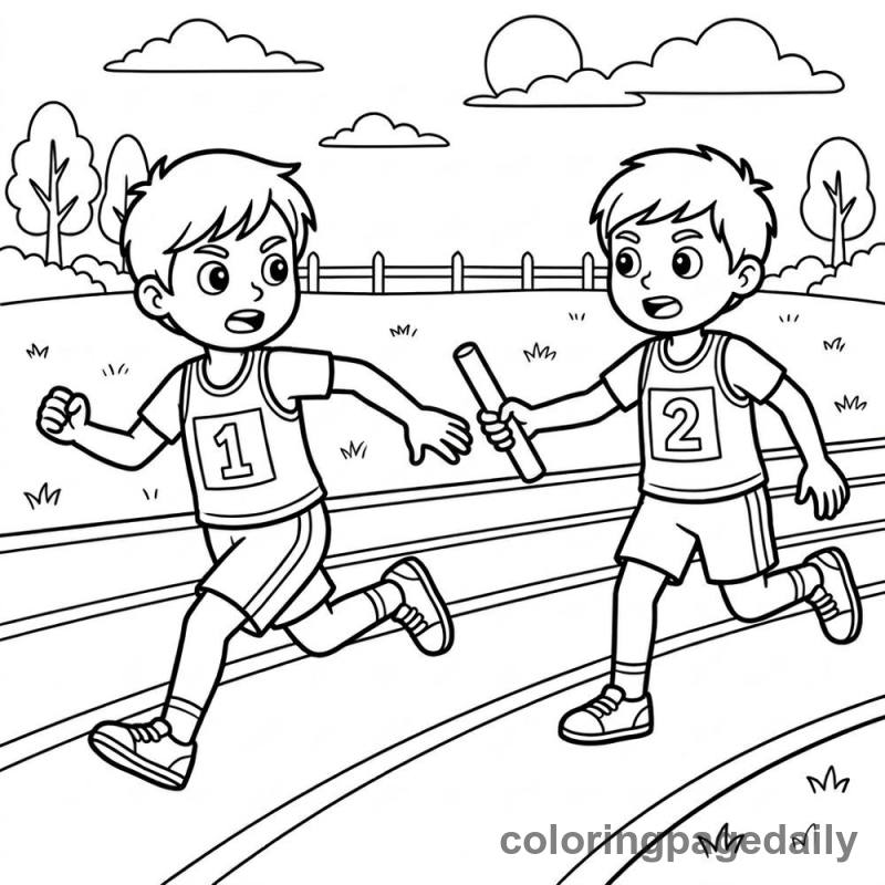 Relay Race Pass - Daily printable coloring page in Sports category