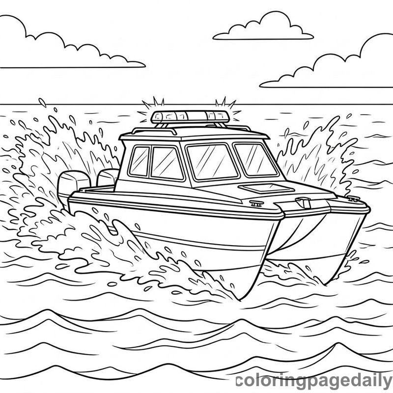 Rescue Catamaran Speeding - Daily printable coloring page in Vehicle category