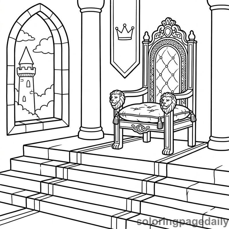 Royal Castle Throne - Daily printable coloring page in Fairy Tales category