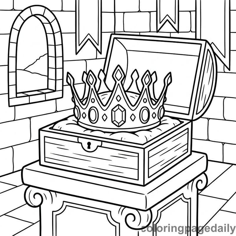 Royal Crown In Velvet Box - Daily printable coloring page in Fairy Tales category