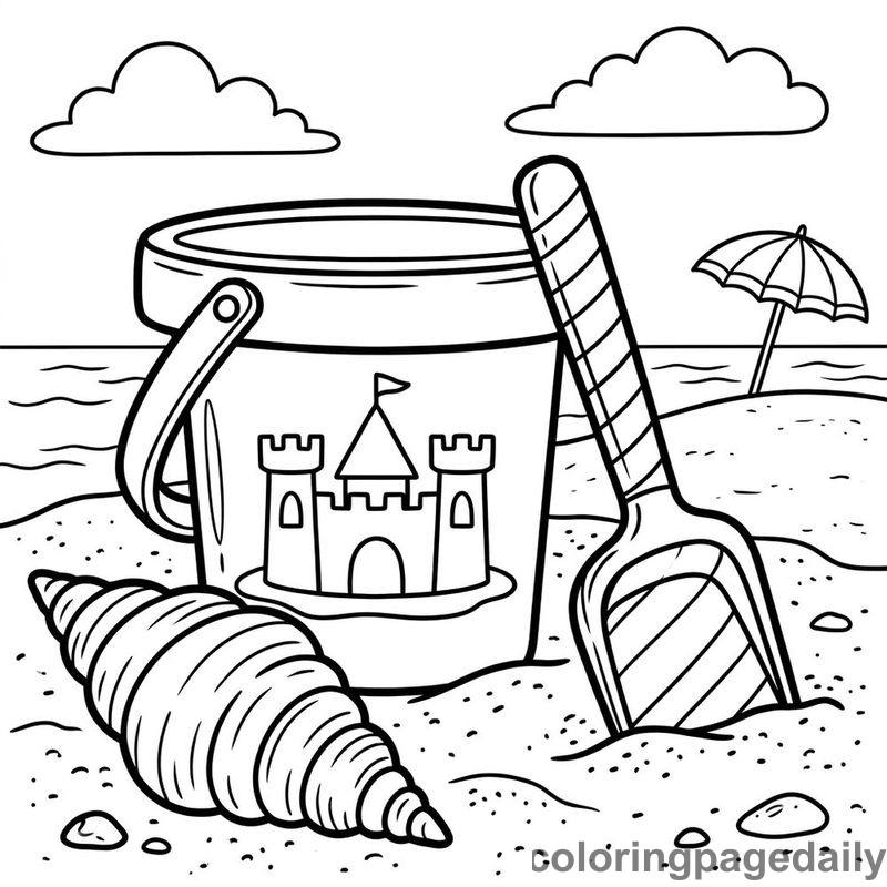 The Sunny Day Sandcastle Squad - story illustration coloring page