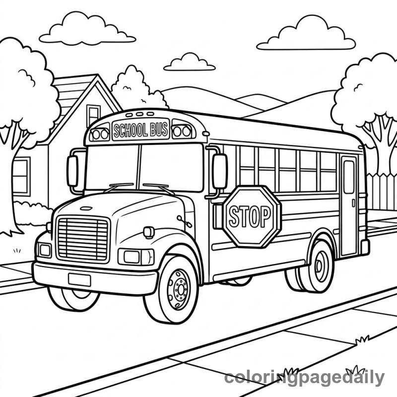 School Bus Ride - Daily printable coloring page in Vehicle category