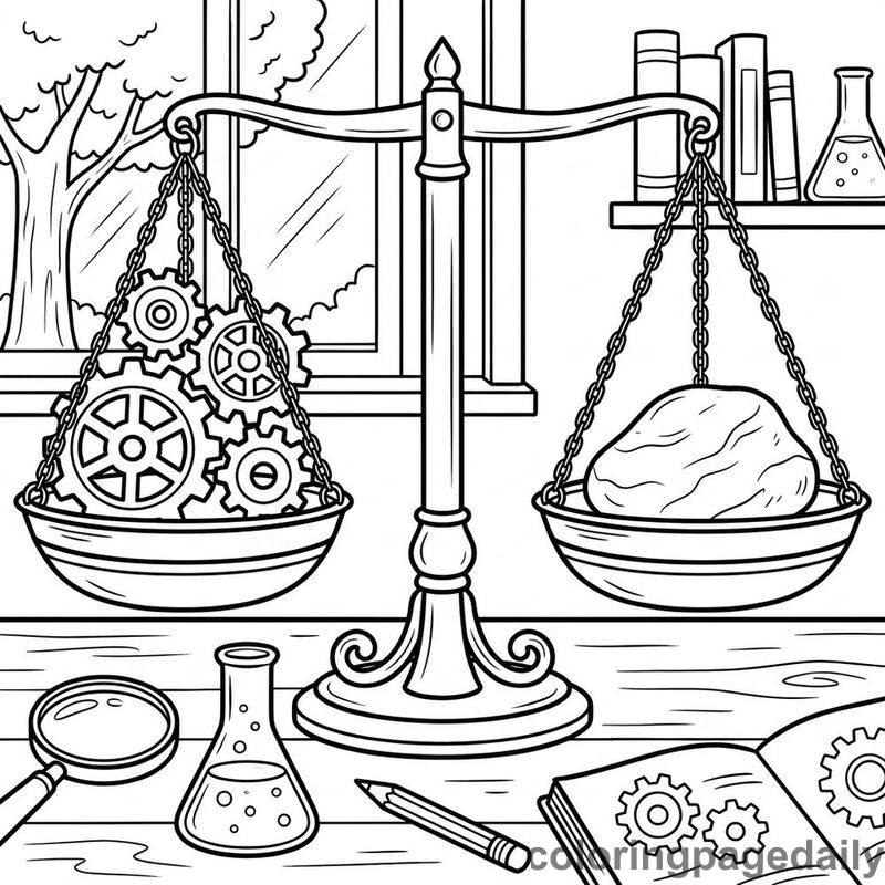 Science Lab Balance Scale - Daily printable coloring page in Robots and STEM category
