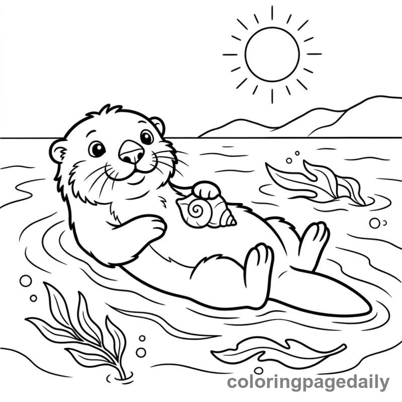 Otter's Ocean Treasure - Daily printable coloring page in Animals category
